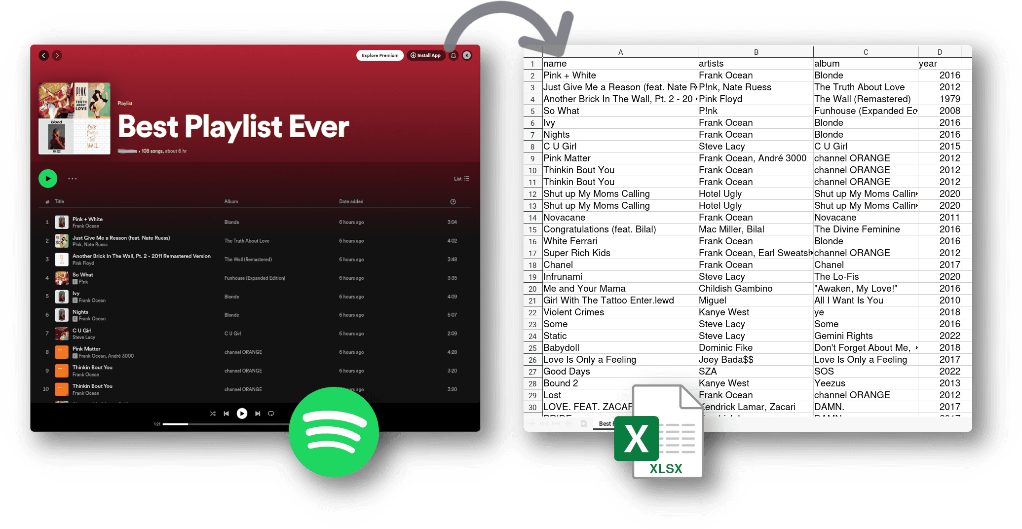 Turn your Spotify playlists into an Excel file